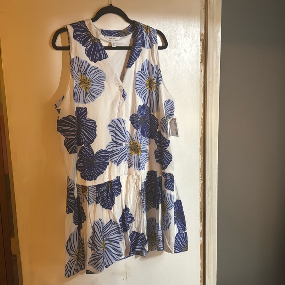 Brand new white dress with purple flowers